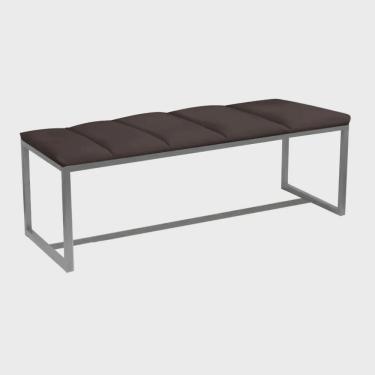 Imagem de Recamier Industrial Carla 90cm Solteiro Quarto Box Cama Ferro Prata Suede Marrom - Ahz Móveis