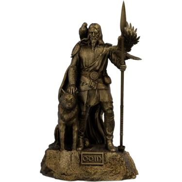 Imagem de Estátua Imagem Odin Mitologia Nórdica Valhalla Pai de Todos (Cor Ouro Velho)