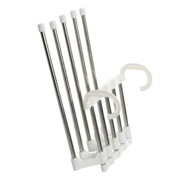 Imagem de Cabide Multifuncional para Calças de Inox com 5 Divisórias Branco(1)