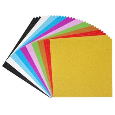 Imagem de PATIKIL Conjunto de cartolina com glitter de 30 x 30 cm, 30 folhas 250 g/m2, brilhante, espesso, sem derramamento, glitter, papel para scrapbook, cartões, artesanato, projetos de decoração de festa