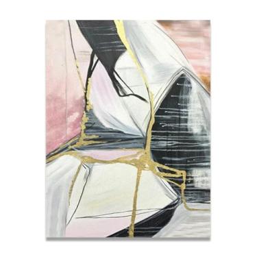 Imagem de Tela abstrata preta e branca pintura de parede impressão em tela pôster imagem colorida moderna arte abstrata decoração de parede corredor escadas quarto decorações 40 x 30 cm