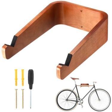 Imagem de Geelin Suporte de parede de madeira para bicicleta horizontal suporte de parede suporte de parede para casa, garagem, apartamento, deixe seu apartamento mais arrumado