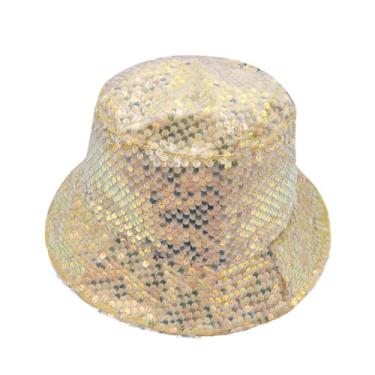 Imagem de RARITYUS Chapéu balde de lantejoulas brilhantes para mulheres e meninas, chapéu de sol com glitter, boné de pescador, chapéu de fantasia de festa rave