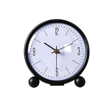 Imagem de Relógio de mesa, relógio silencioso para casa, mesa de trabalho, pequeno despertador, relógio de mesa, quarto, mesa de cabeceira, alimentado por bateria, 19 cm, relógio de mesa (preto)