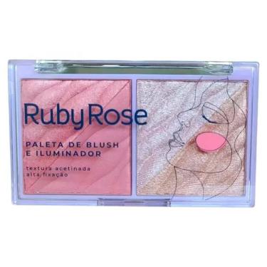 Imagem de Paleta De Blush e Iluminador Alta Fixação Textura Acetinada Ruby Rose 4 Tons