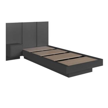 Imagem de Cama de Solteiro Suspensa Grafite com Cabeceira e Mesa de Apoio MDP Zurique Art In Móveis