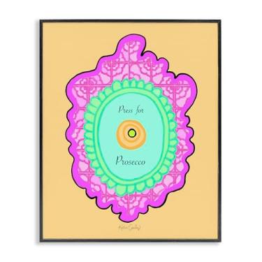 Imagem de Stupell Industries Pressione para botão Prosecco arte giclée emoldurada preta, design por Katie Conley, 28 x 35 cm