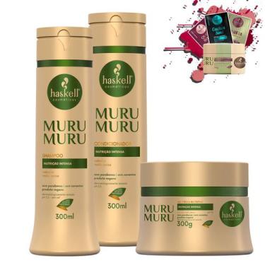 Imagem de Kit Haskell Murumuru Shampoo Condicionador 300ml Mascara 250