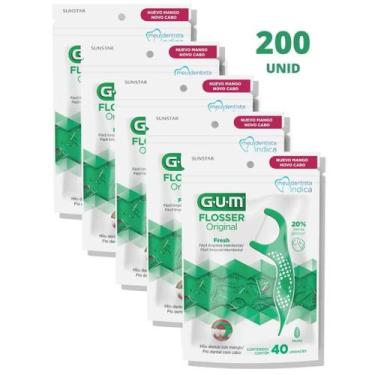 Imagem de Flosser Original Verde GUMFio Dental Adulto com Cabo  200 unidades