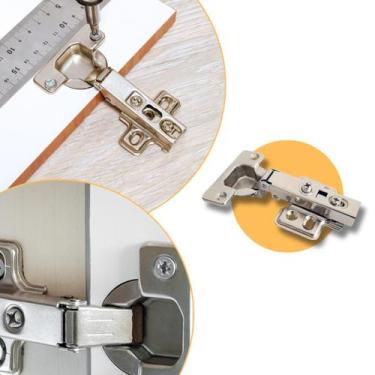 Imagem de 8 Dobradiças (baixa) Reta 35mm Para Armários Cozinha Clip-on - Compras