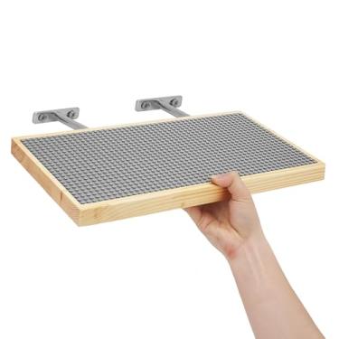 Imagem de Vivise Pacote com 2 prateleiras de exibição para tijolos de construção (40,6 x 20,3 cm) de madeira para montagem na parede, placa de base de pino de 122 x 61 cm, compatível com todas as marcas de