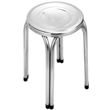 Imagem de Banqueta em Aço Inox Banco Mocho 47cm Clinica Salão - Genérico - Prata - Redondo - Clássico Contemporâneo - Altura: 47cm, Largura: 29cm, Profundidade: 5cm - Suporta até 120 kg