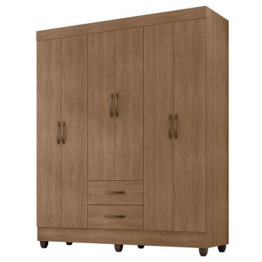 Imagem de Guarda-Roupa Casal 6 Portas 2 Gavetas e 5 Prateleira Lisa MDP
