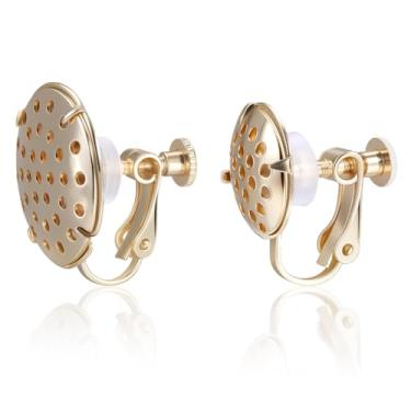 Imagem de Beebeecraft 1 caixa, 8 peças, 2 tamanhos, brincos de encaixe, achados de filigrana folheados a ouro 18 K, componentes conversores de brincos com 10 peças de almofadas para orelha não perfurada