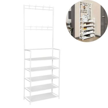 Imagem de Prateleira Organizadora 5 Níveis Para Calçados E Roupas - Moderna E Funcional branco