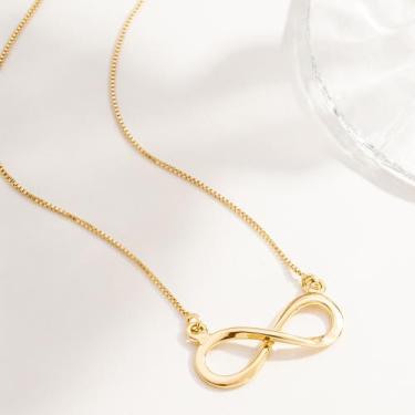 Imagem de Colar Símbolo Infinito Amor Dourado, Semi jóia Banhado Ouro 18K - SEM 