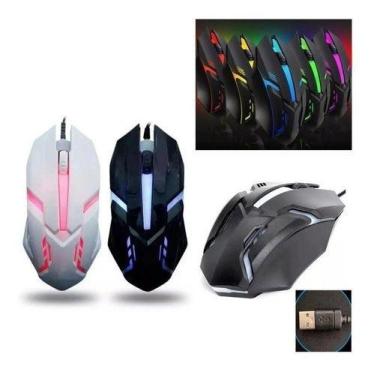 Imagem de Mouse Óptico Com Fio Gamer Rgb Led Ergonômico X3 Barato, Branco