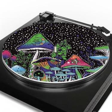 Imagem de GLENLCWE Tapete para toca-discos Stars Mushroom de 30,5 cm para toca-discos de vinil LP fonógrafo, acessórios para toca-discos de vinil macio, almofada de feltro para toca-discos