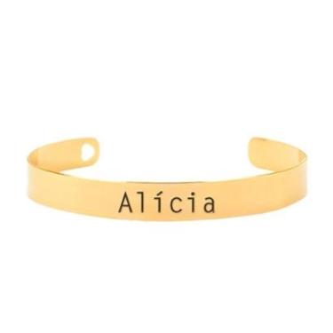 Imagem de Bracelete Personalizado Gravação Nome Alícia Banhado Ouro 18K - 999003230-Feminino