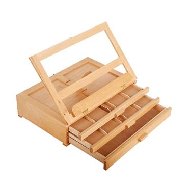 Imagem de Vencer Cavalete De Mesa Ajustável Madeira Para Artista Com Caixa Armazenamento 3 Gavetas, Suporte Portátil Livros, Estojo Lápis, Tinta E Conjunto Marcadores, Vao-013