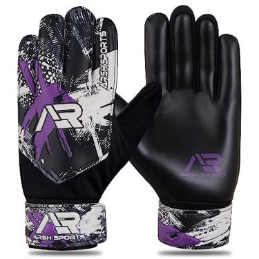 Imagem de Arsh Sports Luvas De Goleiro Futebol, Futebol Para Crianças, Meninos E Jovens, Proteção Dupla O Pulso Com Palma Superaderente 4 Mm (Preto, Novo, Tamanho 5, Adequado Crianças 9 A 12 Anos)