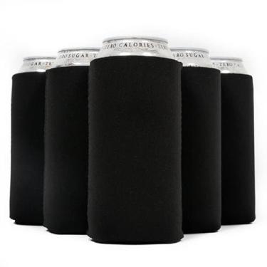 Imagem de QualityPerfection Mangas Térmicas Para Latas Qualityperfection, Refrigeradores De Cerveja Em Neoprene 16 Oz (Pacote Com 6), Coolers Altos Dobráveis Tecido Grosso, Thermocoolers Ounce Boy (Preto)