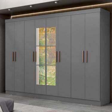 Imagem de Guarda-Roupa Paris 8 Portas 4 Gavetas com Espelho Onix - Maxel