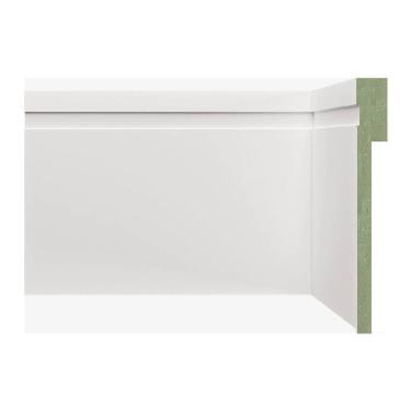 Imagem de Rodapé de MDF Frisado de Sobrepor 12cm x 1,80m Rende 1,8 Moldufama 1202 Branco