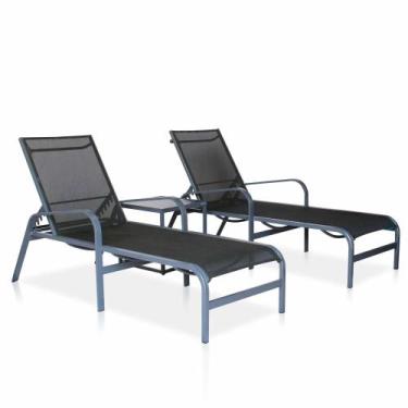 Imagem de Kit 2 Espreguiçadeiras com Mesinha Grátis Linha Leve - Grafite e Preto