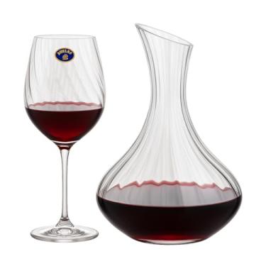 Imagem de Conjunto 6 Taças Cristal Bohemia 740ml + Decanter 1,5L Hauskraft – Linha Uria Optic para Vinho Tinto