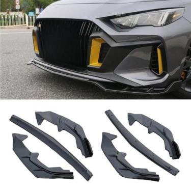Imagem de Para EMPOW 2021 Car Front Bumper Lip Splitter Difusor Spoiler Body Kit Gloss Black Bumper Lip Modification Part (preto fosco)