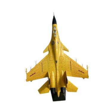 Imagem de Almencla Coleção de modelos de caça, enfeite de aeronave, lembrança, decoração de mesa, modelo de avião de brinquedo infantil com base para prateleira, Amarelo