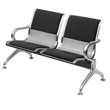 Imagem de Longarina Estofada 2 Lugares Montreal Or Design 120 Cm (larg) Aço Cromado Com Braços Externos