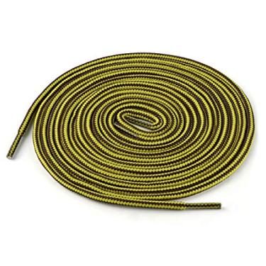 Imagem de Uxcell 3 pares de cadarços redondos listrados de cor dupla 1/5 de espessura para botas e tênis de caminhada, Gold Yellow Coffee, 120cm / 47.24"