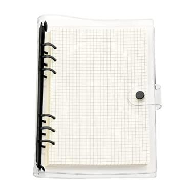 Imagem de A6 A5 Capa de PVC colorida com 6 furos, organizador pessoal com fecho de botão de pressão, pasta de arquivo para protetores de folhas soltas refil de caderno (tinta preta, mini conjunto A5)