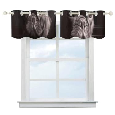 Imagem de Cortina blackout buldogue francês escurecimento de quarto cortinas de janela curta isolamento térmico cortinas de janela de banheiro para cozinha sala de jantar quarto 2 painéis 132 cm x 46 cm