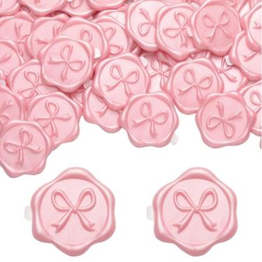 Imagem de MotiMind 100 adesivos de selo de cera de laço, adesivos de selo de envelope de convite de casamento, decalques de carimbo autoadesivos 3D para convite, chá de bebê, cartões de felicitações, embrulho