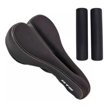 Imagem de Kit Banco Selim Gts Vazado Lycra Neoprene + Manopla Silicone