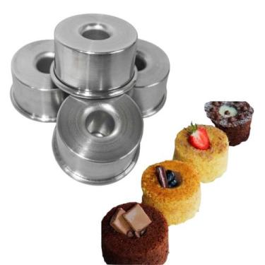 Imagem de Kit mini forma reta bolo pudim 04 peças aluminio - CAPARROZ