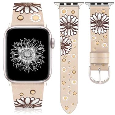 Imagem de JR.DM Pulseira de couro feminina Geniuen compatível com Apple Watch séries 10, 9, 8, 7, 6, 5, 4, 3, 2, 1 e SE Ultra/2 de 41/40/38/42 mm