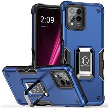 Imagem de TORRTOWAY Capa para T-Mobile Revvl 6 Pro 5G com protetor de tela suporte magnético embutido para carro à prova de choque capa protetora para celular Revvl 6 Pro 5G (azul)