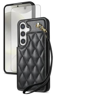 Imagem de Asuwish Capa de telefone para Samsung Galaxy A16 5G/4G capa carteira com protetor de tela de vidro temperado e alça de pulso suporte para cartão de crédito suporte suporte robusto acessórios para