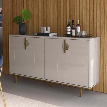 Imagem de Buffet Balcão 160cm 4 Portas Pés Ferro Marsala Lukaliam Off White