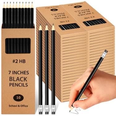 Imagem de Geyoga 50 caixas de lápis de madeira para sala de aula nº 2 HB com borrachas 500 lápis pré-afiados número 2 para material de escritório, escrita, desenho e esboço de volta às aulas (preto)