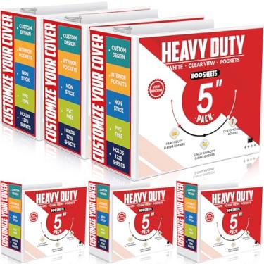 Imagem de Sinload 6 fichários de 3 anéis, fichários D de grande capacidade com bolsos, pasta de apresentação de 21,6 cm x 28 cm com capa transparente personalizável para projetos de arquivos de documentos