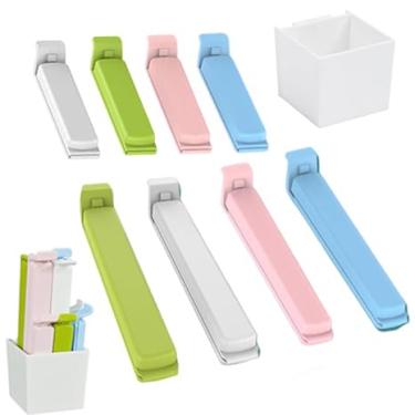 Imagem de Ouliget Clipe magnético de vedação de geladeira, clipes de chip com caixa de armazenamento de ímãs, ímãs de geladeira, recipiente de parede magnético, clipes de plástico para lascas, clipe de saco de