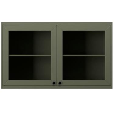 Imagem de Armário Aéreo com 2 Portas de Vidro Herval Liz Azul 120 cm