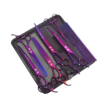 Imagem de Kit De Tesouras Para Cães Em Aço Inoxidável Purple Dragon 440C Com 8 T
