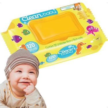 Imagem de Lencinho Umedecido Toalha com 120 unid Com Tampa Baby Clean 86200 - Cl
