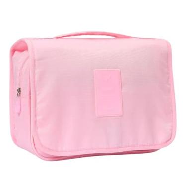 Imagem de Necessaire Bolsa de Mão Travel com Gancho Organizadora Multiuso Porta Objetos Dobrável Unissex Espaçosa Viagem (Rosa)